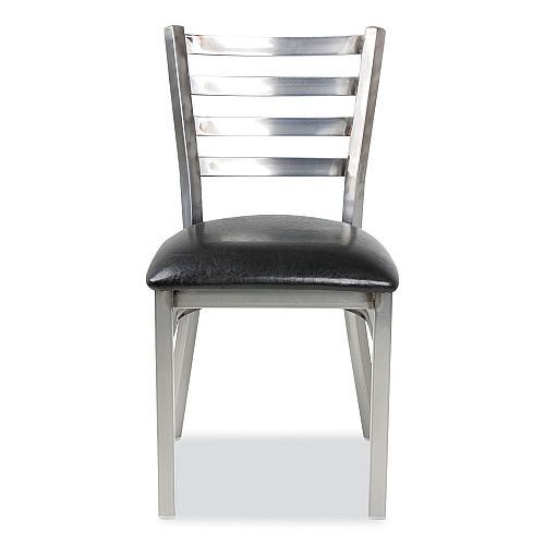 JMC Furniture White Horse Series Side Chairs, Supports Up to 300 lb, 18" Seat Height, Black Seat, Industrial Clear-Coat Steel Back/Frame (WHCCLR)