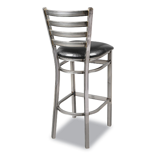 JMC Furniture White Horse Series Barstools, Supports Up to 300 lb, 29.5" Seat Height, Black Seat, Industrial Clear-Coat Steel Back/Frame (WHBSCLR)