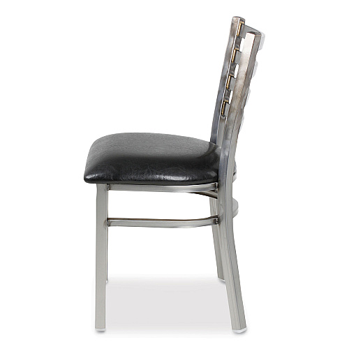 JMC Furniture White Horse Series Side Chairs, Supports Up to 300 lb, 18" Seat Height, Black Seat, Industrial Clear-Coat Steel Back/Frame (WHCCLR)