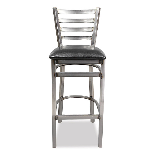 JMC Furniture White Horse Series Barstools, Supports Up to 300 lb, 29.5" Seat Height, Black Seat, Industrial Clear-Coat Steel Back/Frame (WHBSCLR)