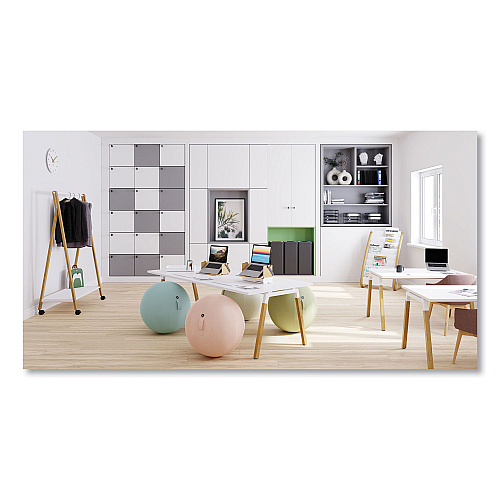 Alba Literature Floor Display Rack, 22.8 x 19.69 x 36.61, White/Woodgrain (DDEXPO8WBC)