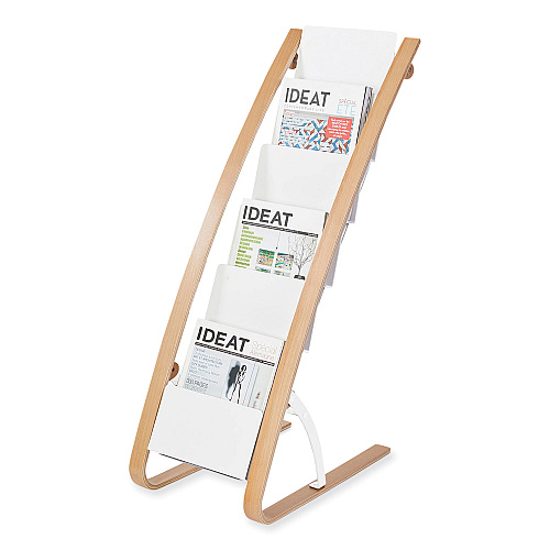 Alba Literature Floor Display Rack, 19.68 x 13.38 x 36.61, White/Woodgrain (DDEXPO6WBC)