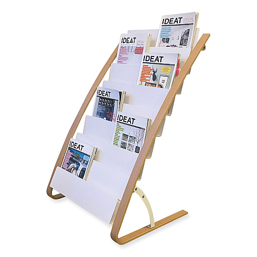 Alba Literature Floor Display Rack, 22.8 x 19.69 x 36.61, White/Woodgrain (DDEXPO8WBC)