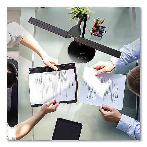 OttLite Wellness Series Pivot LED Desk Lamp with Dual Shades, 13.25" to 26" High, Black (CSN59G5W)