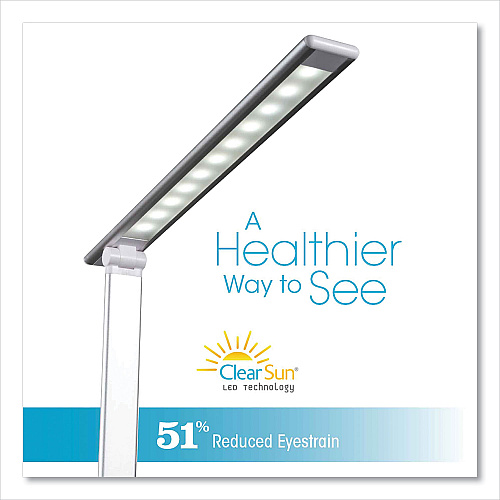 OttLite Wellness Series Entice LED Desk Lamp with Wireless Charging, Silver Arm, 11" to 22" High, White (CSDQA02WSHPR)
