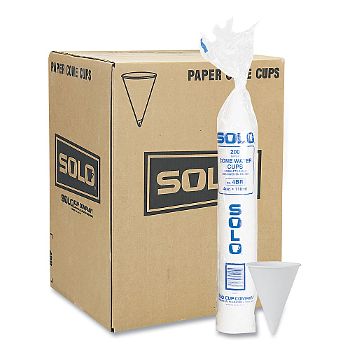 SOLO Cone Water Cups, ProPlanet Seal, Cold, Paper, 4 oz, White, 200/Bag, 25 Bags/Carton (4BRCT)