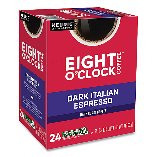 Eight O'Clock Dark Italian Espresso Coffee K-Cups, 24/Box (6408)