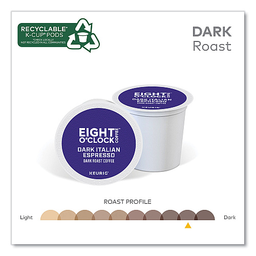 Eight O'Clock Dark Italian Espresso Coffee K-Cups, 24/Box (6408)