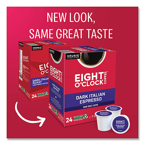 Eight O'Clock Dark Italian Espresso Coffee K-Cups, 24/Box (6408)