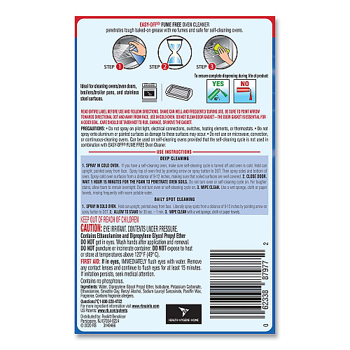 EASY-OFF Fume-Free Oven Cleaner, Lemon Scent 14.5 oz Aerosol Spray, 12/Carton (87977CT)