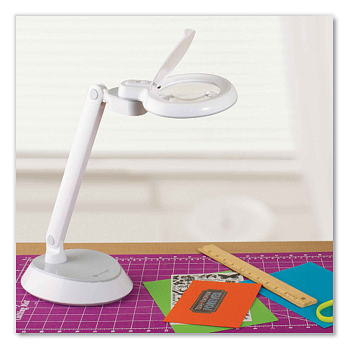 OttLite Space-Saving LED Magnifier Desk Lamp, 14" High, White (G97WGCFFP)