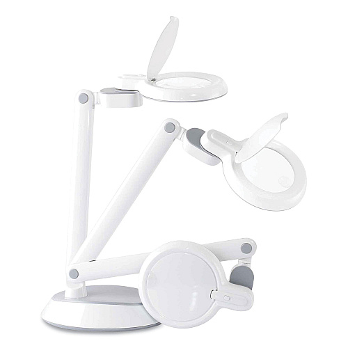 OttLite Space-Saving LED Magnifier Desk Lamp, 14" High, White (G97WGCFFP)
