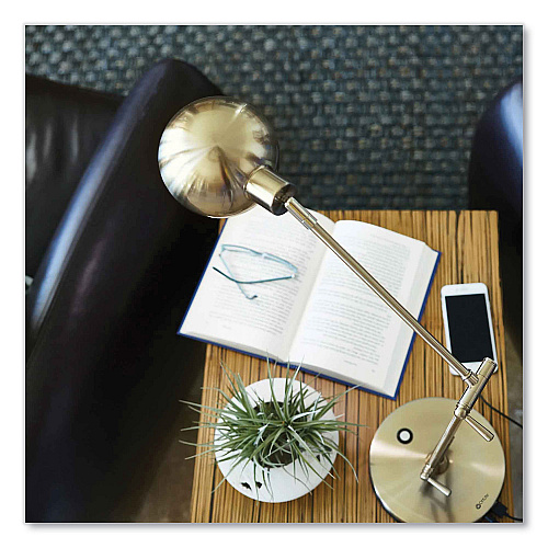 OttLite Wellness Series Refine LED Desk Lamp, 27" High, Antiqued Brass (F1D83BR9SHPR)