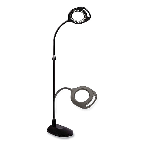 OttLite 2-in-1 LED Magnifier Floor and Table Light, 39.5" High, Black (438PN9)