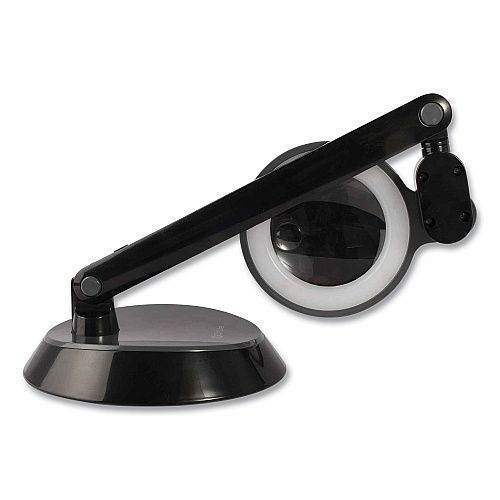 OttLite Space-Saving LED Magnifier Desk Lamp, 14" High, Black (G97BGCFFP)
