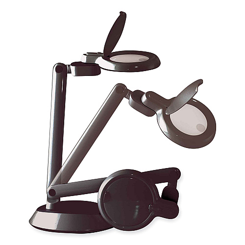 OttLite Space-Saving LED Magnifier Desk Lamp, 14" High, Black (G97BGCFFP)