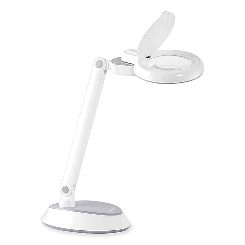 OttLite Space-Saving LED Magnifier Desk Lamp, 14" High, White (G97WGCFFP)