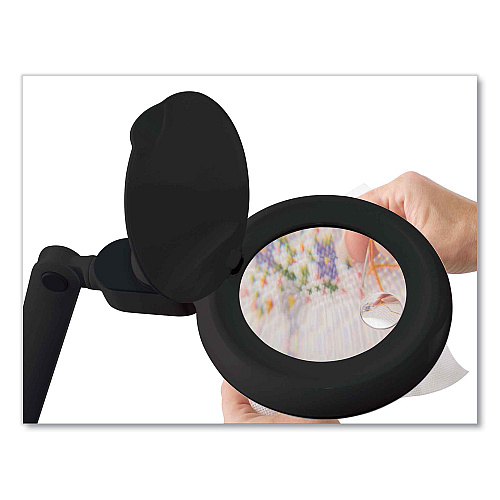 OttLite Space-Saving LED Magnifier Desk Lamp, 14" High, Black (G97BGCFFP)