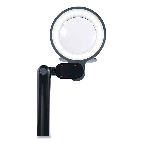 OttLite Space-Saving LED Magnifier Desk Lamp, 14" High, Black (G97BGCFFP)