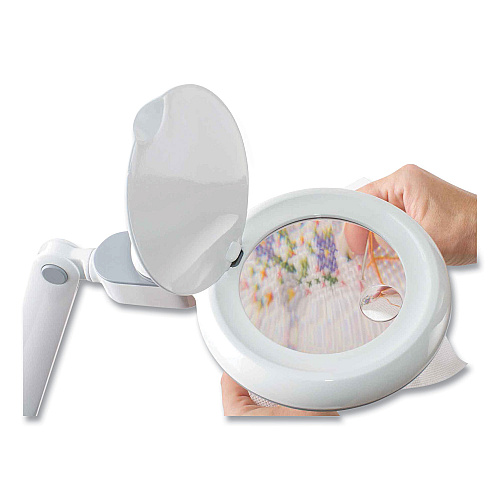 OttLite Space-Saving LED Magnifier Desk Lamp, 14" High, White (G97WGCFFP)
