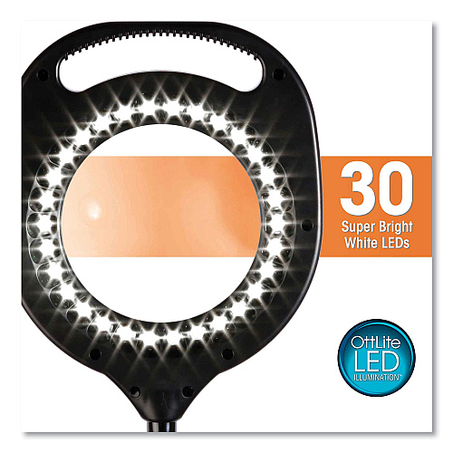 OttLite 2-in-1 LED Magnifier Floor and Table Light, 39.5" High, Black (438PN9)