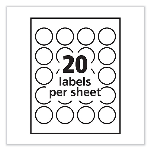 Avery Round Print-to-the Edge Labels with SureFeed and EasyPeel, 1.67" dia, Glossy Clear, 500/PK (6582)