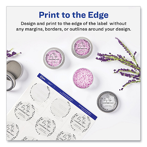 Avery Round Print-to-the Edge Labels with Sure Feed and Easy Peel, 2" dia, Glossy Clear, 120/PK (22825)