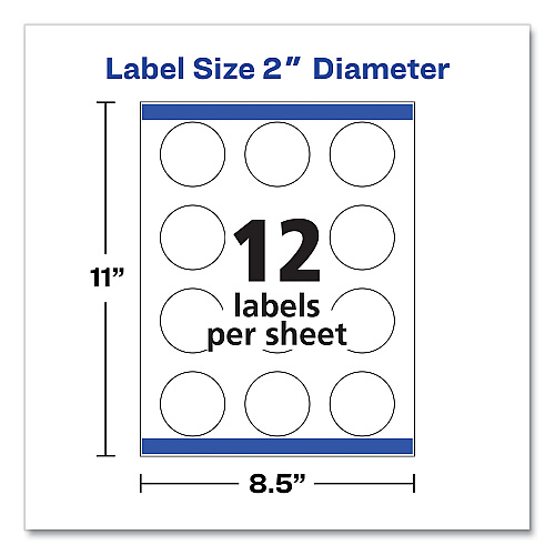 Avery Round Print-to-the Edge Labels with Sure Feed and Easy Peel, 2" dia, Glossy Clear, 120/PK (22825)