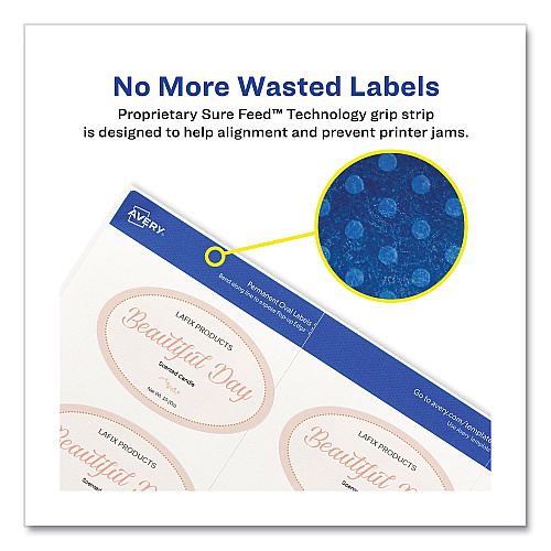 Avery Oval Print-to-the-Edge Labels, 2 x 3.33, White, 8/Sheet, 10 Sheets/Pack (22829)
