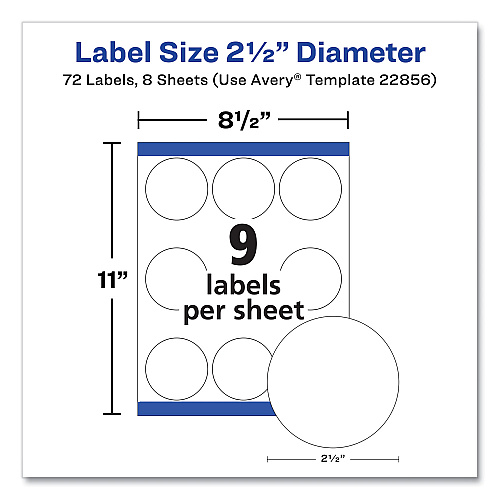Avery 22856 Labels, Round, 2-1/2" Diameter