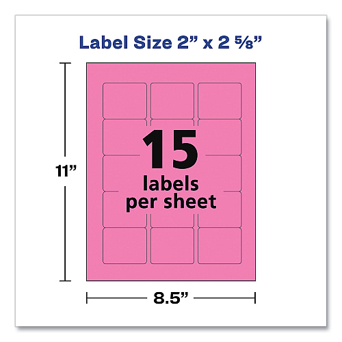 Avery Printable Color Labels with Sure Feed and Easy Peel, 2 x 2.63, Assorted Colors, 15/Sheet, 10 Sheets/Pack (4331)