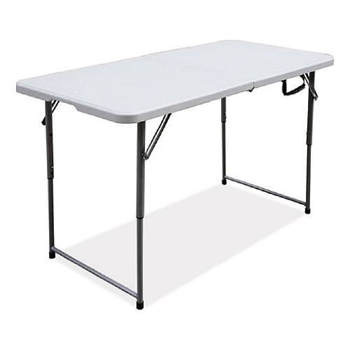 Iceberg Bifold Resin Folding Table, Rectangular, 48" x 23.6" x 29.1", White Granite Top, Gray Base/Legs, 2/Pack (61243)