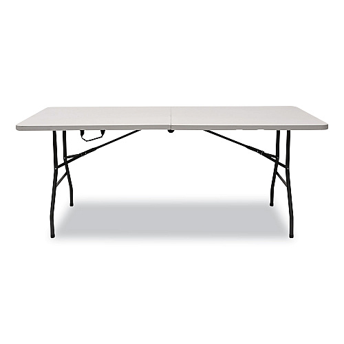 Iceberg Bifold Resin Folding Table, Rectangular, 70.9" x 29.1" x 30", White Granite Top, Gray Base/Legs, 2/Pack (61263)
