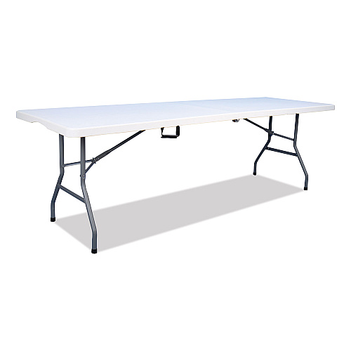 Iceberg Bifold Resin Folding Table, Rectangular, 94.5" x 29.9" x 30", White Granite Top, Gray Base/Legs, 2/Pack (61273)