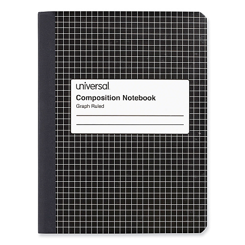 Universal Quad Rule Composition Book, Quadrille Rule (4 sq/in), Black Marble Cover, (100) 9.75 x 7.5 Sheets, 6/Pack (UNV20957)