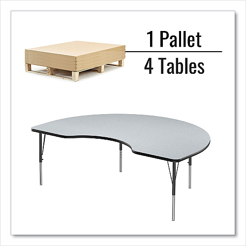 Correll Adjustable Activity Tables, Kidney Shaped, 72" x 48" x 19" to 29", Gray Top, Black Legs, 4/Pallet (4872TF1595K4)