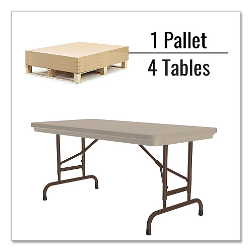 Correll Adjustable Folding Table, Rectangular, 48" x 24" x 22" to 32", Mocha Granite Top, Brown Legs, /Pallet (RA2448244P)