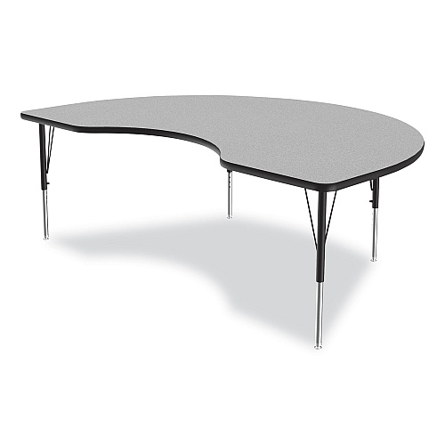 Correll Adjustable Activity Tables, Kidney Shaped, 72" x 48" x 19" to 29", Gray Top, Black Legs, 4/Pallet (4872TF1595K4)
