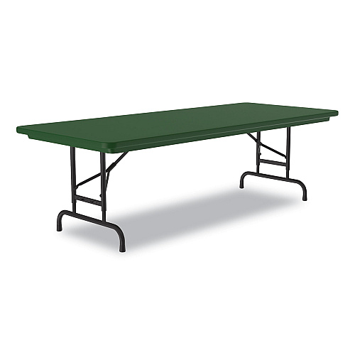 Correll Adjustable Folding Tables, Rectangular, 72" x 30" x 22" to 32", Green Top, Black Base, 4/Pallet (RA3072294P)