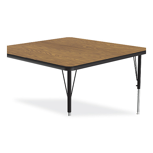 Correll Adjustable Activity Tables, Square, 48" x 48" x 19" to 29", Medium Oak Top, Black Legs, 4/Pallet (4848TF0695K4)