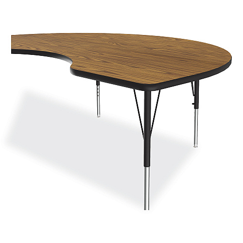 Correll Adjustable Activity Tables, Kidney Shape, 72" x 48" x 19" to 29", Oak Top, Black Legs, 4/Pallet (4872TF0695K4)