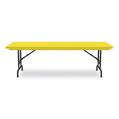 Correll Adjustable Folding Tables, Rectangular, 60" x 30" x 22" to 32", Yellow Top, Black Legs, 4/Pallet (RA3060284P)