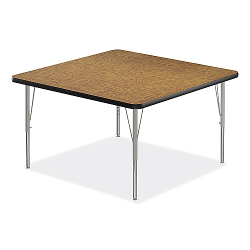 Correll Adjustable Activity Tables, Square, 48" x 48" x 19" to 29", Medium Oak Top, Silver Legs, 4/Pallet (4848TF06954P)