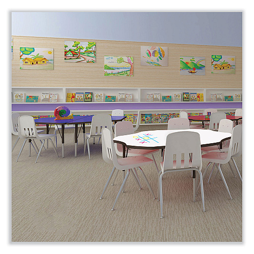 Correll Markerboard Activity Table, Kidney Shape, 72" x 48" x 19" to 29", White Top, Black Legs, 4/Pallet (4872DE80954P)