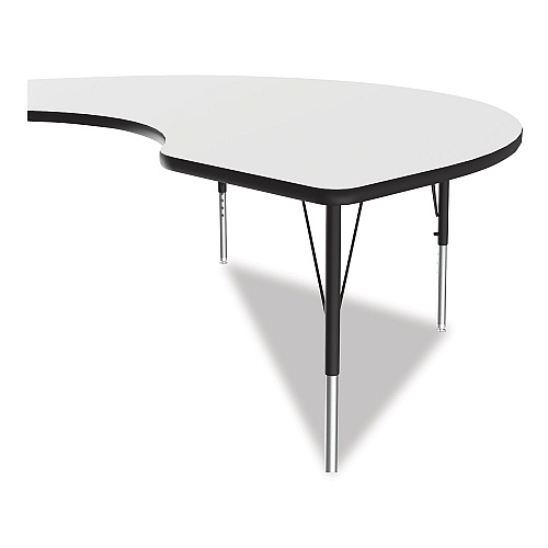 Correll Markerboard Activity Table, Kidney Shape, 72" x 48" x 19" to 29", White Top, Black Legs, 4/Pallet (4872DE80954P)