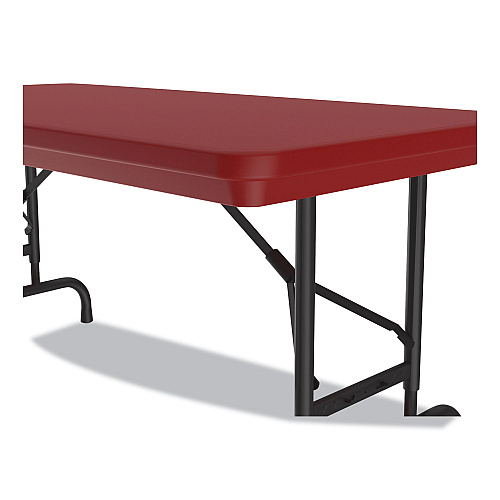 Correll Adjustable Folding Table, Rectangular, 48" x 24" x 22" to 32", Red Top, Black Legs, 4/Pallet (RA2448254P)