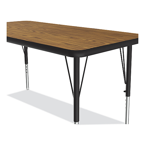 Correll Adjustable Activity Table, Rectangular, 48" x 24" x 19" to 29", Medium Oak Top, Black Legs, 4/Pallet (2448TF0695K4)
