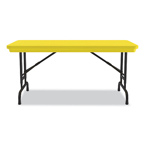 Correll Adjustable Folding Table, Rectangular, 48" x 24" x 22" to 32", Yellow Top, Black Legs, 4/Pallet (RA2448284P)