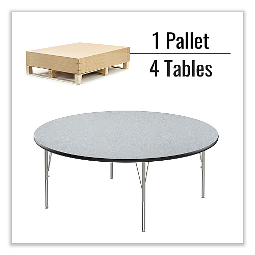 Correll Height Adjustable Activity Tables, Round, 60" x 19" to 29", Gray Granite Top, Gray Legs, 4/Pallet (60TFRD15954P)
