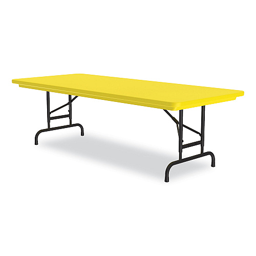 Correll Adjustable Folding Tables, Rectangular, 72" x 30" x 22" to 32", Yellow Top, Black Legs, 4/Pallet (RA3072284P)